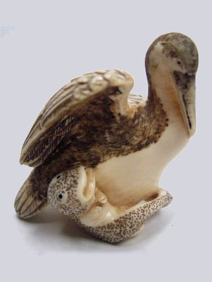 нэцкэ Цапля, Япония, слоновая кость