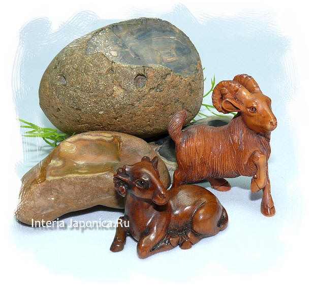 японские нэцкэ из слоновой кости, кипариса и самшита. Японское искусство