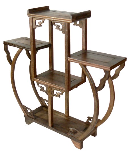  японская старинная резная полочка для коллекции нэцкэ