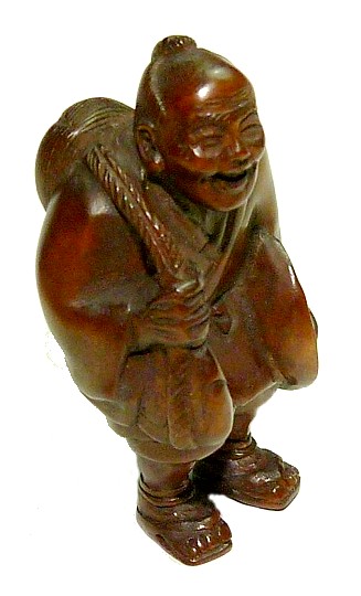 японская нэцкэ из кипариса Актер с маской