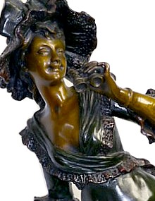 антикварная бронза ар-деко Девушка с биноклем, 66 см