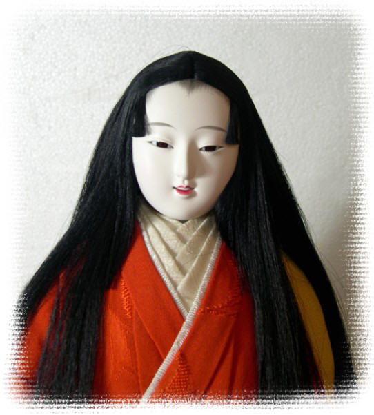 японская интерьерная старинная кукла в кимоно
