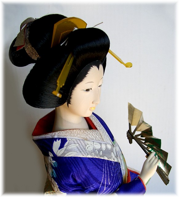 японская старинная кукла ДАМА с ВЕЕРОМ, 1950-е гг.