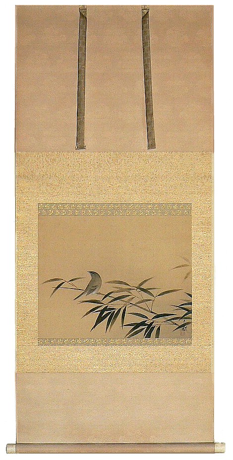 японский акварельный рисунок на свитке, эпоха Мэйдзи