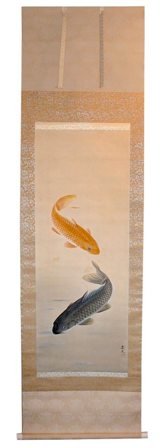 японский  свиток Карпы в пруду, 1850-е гг. в интернет-магазине Интериа Японика