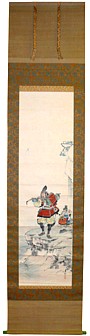 японский старинный рисунок на свитке Самурай, 1900-е гг.