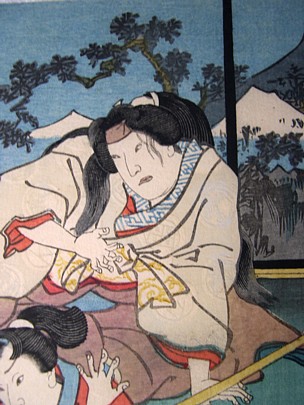 Японская гравюра укиё-э Утагава Тоёкуни, 1850-е гг. Деталь