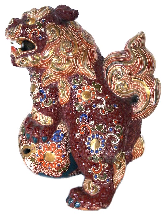 яппнская антикварная фарфоровая статуэтка - оберег КОМАИНУ