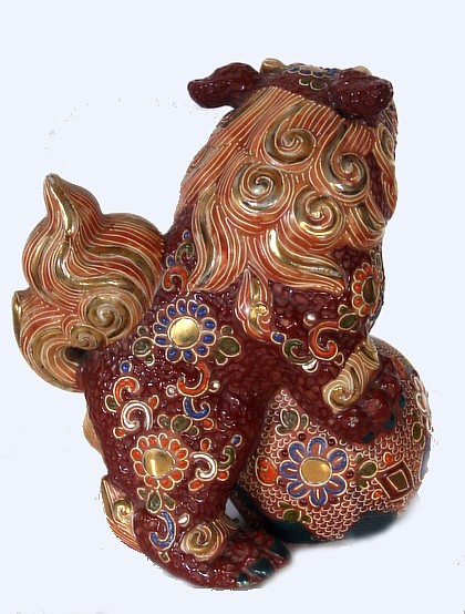 яппнская антикварная фарфоровая статуэтка - оберег КОМАИНУ