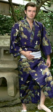 мужской халат кимоно из хлопка, сделано в Японии