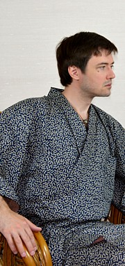 мужской халат- кимоно из хлопка,  сделано в Японии