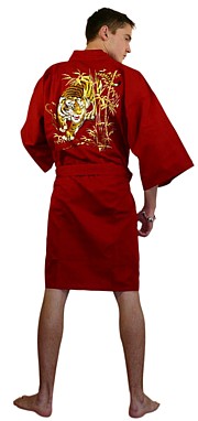 мужской халат- кимоно с вышивкой, хлопок 100%,  сделано в Японии