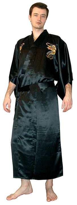 мужской халат, Япония,  шелк 100%, вышивка