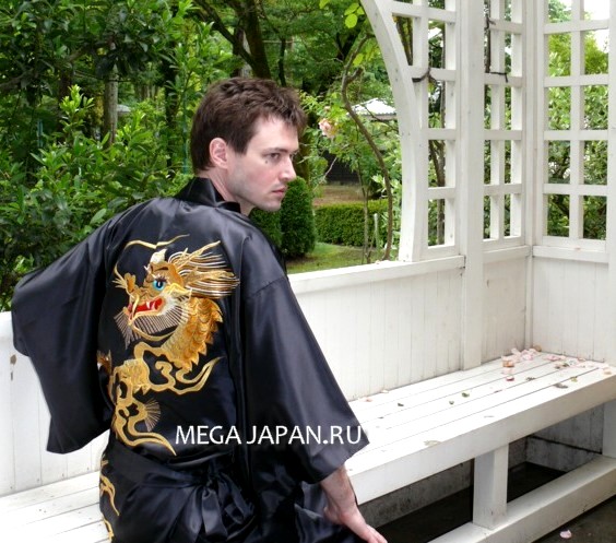 мужской шелковый халат-кимоно с драконом, Япония