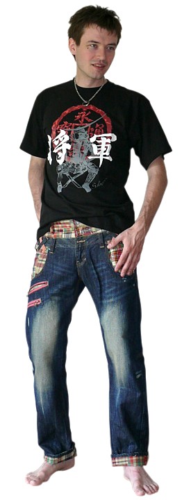 стильная мужская фитболка с самурайской символикой, сделано в Японии