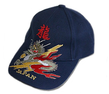 японская бейсболка с вышивкой ДРАКОН, синяя