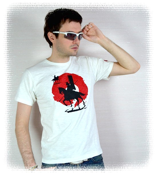 мужская японская футболка с самураями, хлопок100%