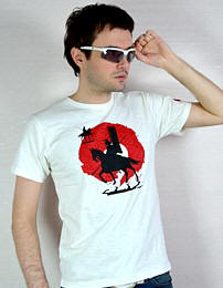 мужская футболка с изибражением самурая всадника