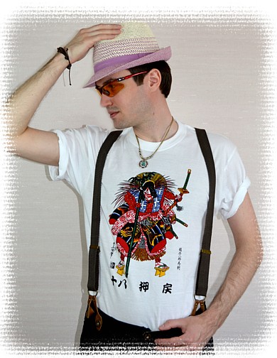 японская мужская футболка с изображением актера театра КАБУКИ