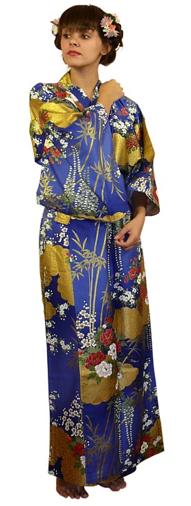 японское женское кимоно с ярким рисунком, хлопок 100%