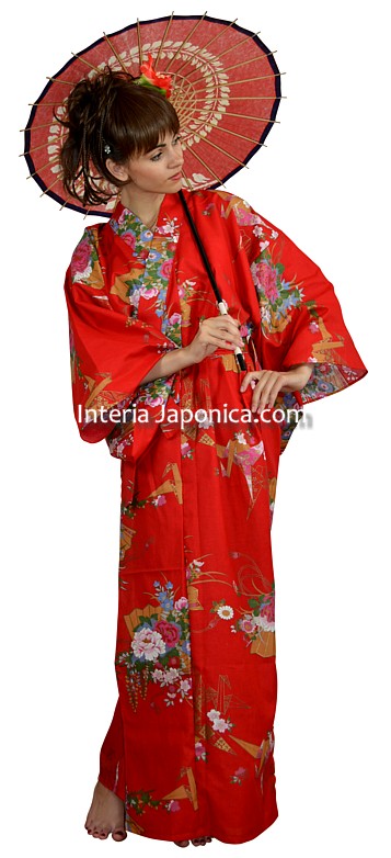 женский халат- кимоно, хлопок 100%, Япония