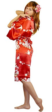 шелковый женский халатик-кимоно, сделано в Японии