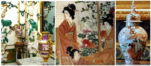 японский коллекционный фарфор: антикварные фарфорвые вазы Имари, Сацума, Кутани