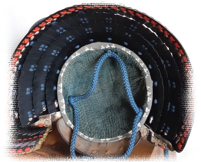 льняная подкладка самурайского шлема. реставрация