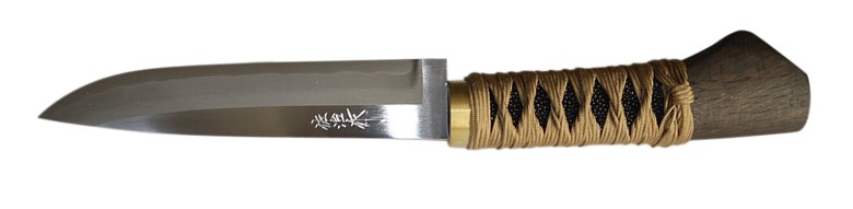 японский нож в самурайском стиле с оплеткой рукояти шелком