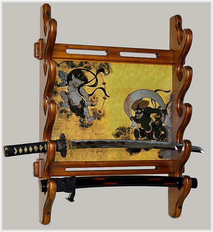 японская резная настенная подставка для 2-5 самурайских мечей