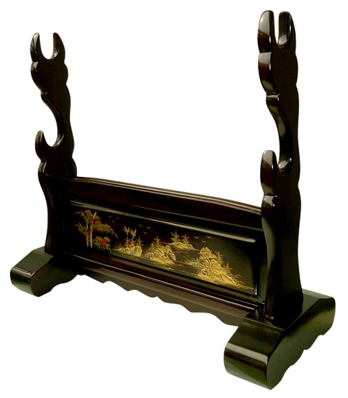 подставка для японского меча, дерево, роспись, Япония