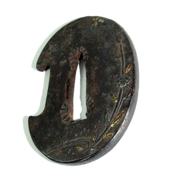 старинная гарда (цуба) японского кинжала танто, сер. эпохи Эдо