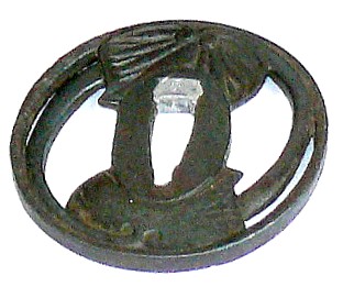 антикварная гарда (цуба) японского меча вакидзаси эпохи Эдо