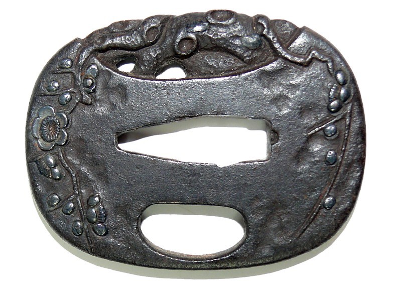 цуба для танто, железо, ковка, резьба