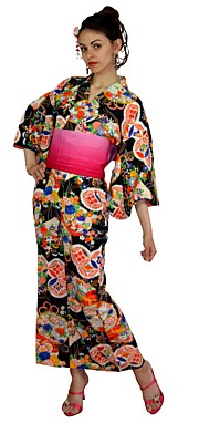 шелковое японское антикварное кимоно