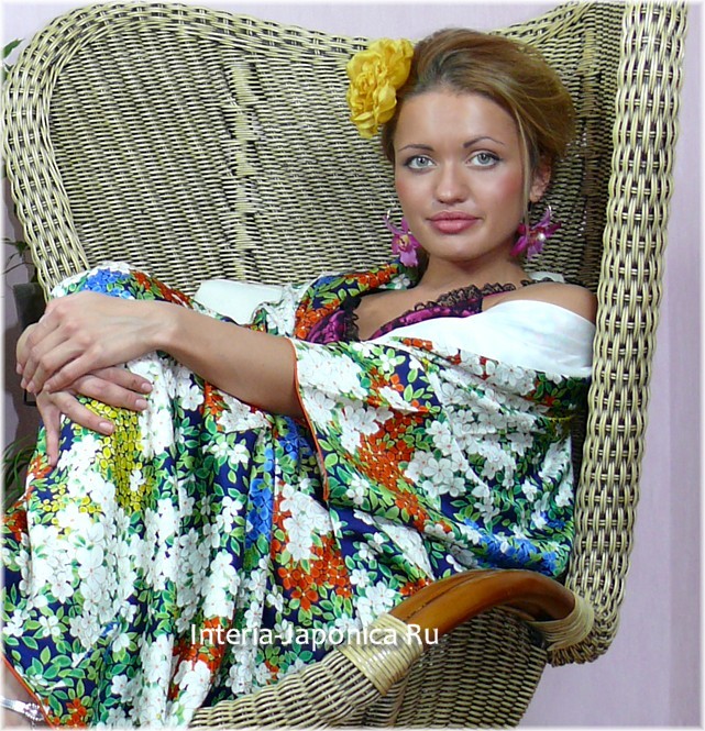 традиционное японское кимоно, 1950-е гг., шелк